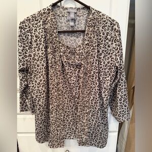 Chico’s Travelers Brown Leopard Print Twin Set Size 1